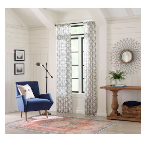 Photo 1 of allen + roth 84-in Navy Light Filtering Back Tab Single Curtain Panel(2 PACKS)