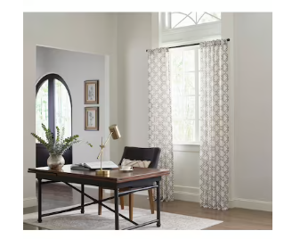 Photo 1 of allen + roth 84-in Grey Light Filtering Back Tab Single Curtain Panel