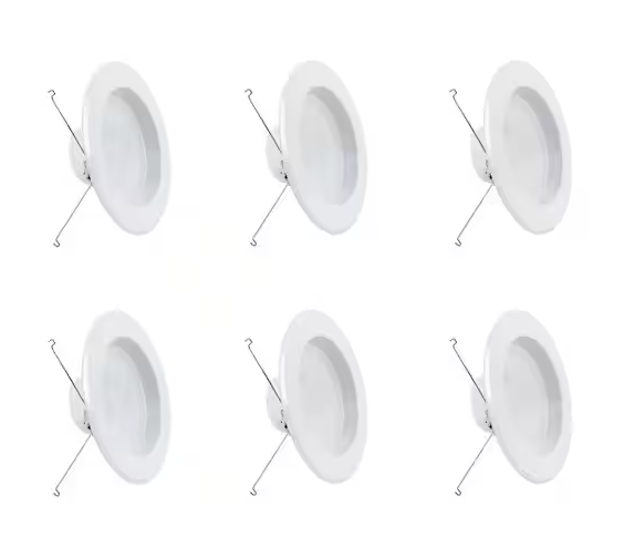 Photo 2 of 5/6 in. Integrated LED White Retrofit Recessed Light Trim Dimmable CEC Downlight Soft White 2700K, 6-Pack