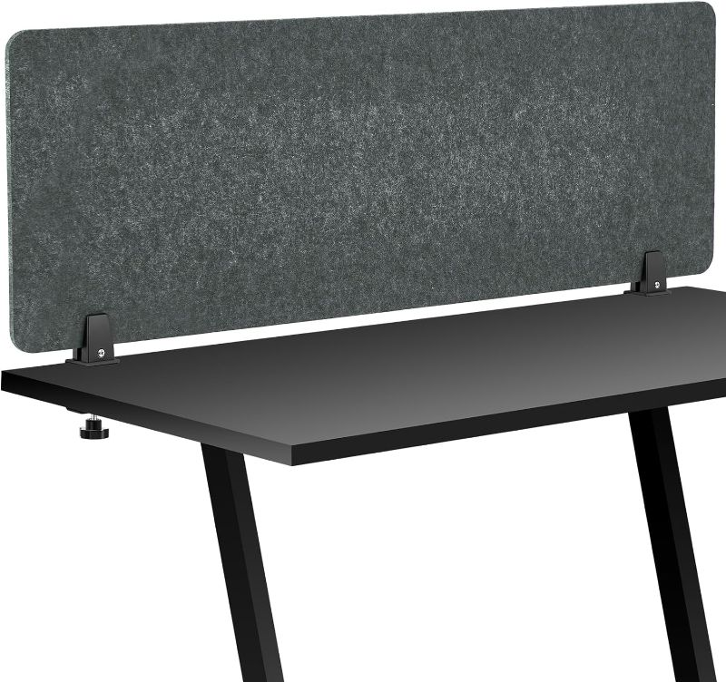 Photo 1 of Colarr Soundproof Dividers with Clamp 16 x 47 '' Mounted Desk Divider Desk Privacy Panel Acoustic Absorbing Desk Partition Privacy Boards for Office Desktop Accessories Reduce Distractions