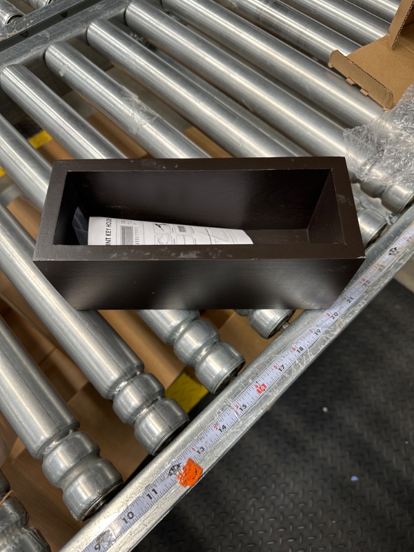 Photo 1 of VIS'V Wall Mounted Mail Key Holder, Small Wooden Key Mail Organizer with 5 Hooks Wall Mount Key Rack with Shelf Key Letter Storage Hanger for Entryway Hallway Doorway - Dark Brown