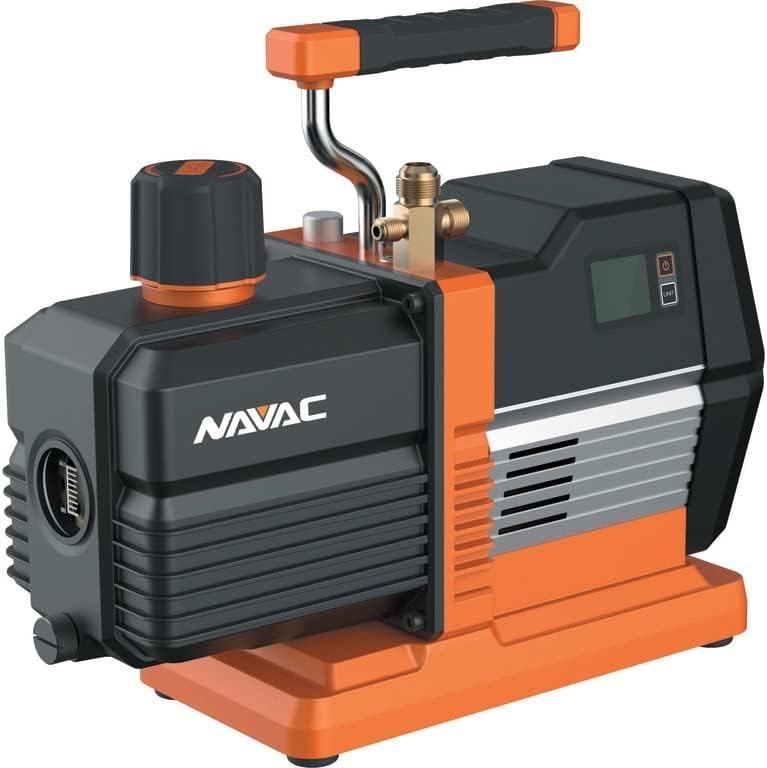 Photo 1 of ***SEE NOTES***  NAVAC NRP8Di Master Series Vacuum Pump, 8 cfm, Dual-Stage, 15 Microns, Built-in Micron Gauge & UEi Test Instruments PDT650 Folding Pocket Digital Thermometer,Yellow Vacuum Pump + Thermometer, PDT650