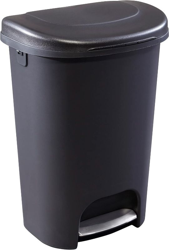 Photo 1 of *** SEE NOTES*** Rubbermaid Classic 13 Gallon Premium Step-On Trash Can with Lid and Stainless-Steel Pedal, Black Waste Bin for Kitchen