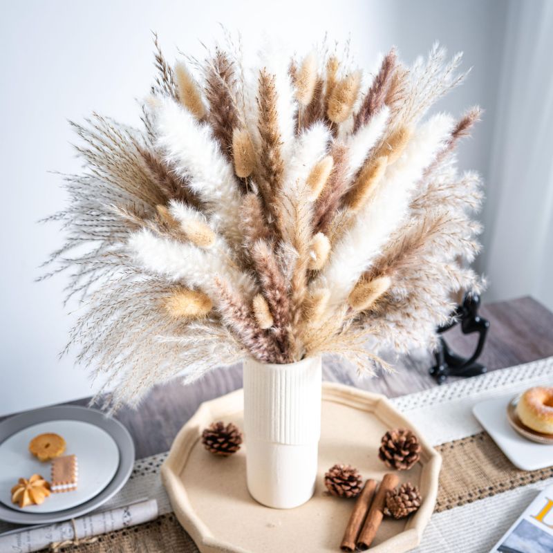 Photo 1 of *** BUNDLE X 4 *** FloraDream 105 PCS Natural Pampas Grass Decor Bouquet | Boho Dried Floral Arrangement Centerpiece Table Decor Wedding Decor Rustic Decor (105PCS)