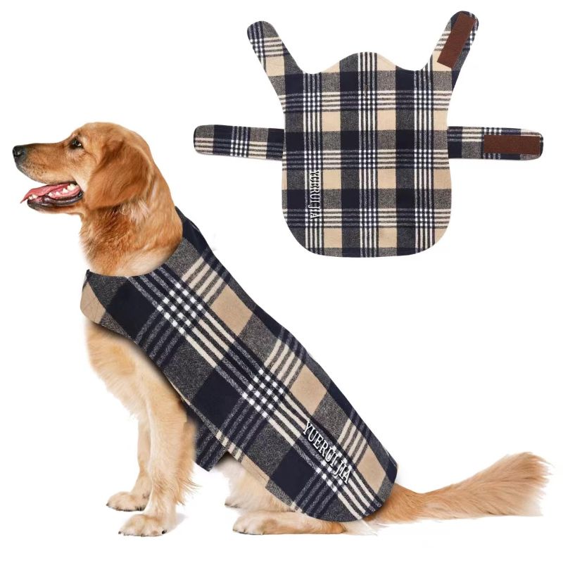 Photo 1 of *** BUNDLE X 2 *** YUERUIJIA Dog Winter Coat,Dog Jacket Flannel Waterproof Windproof Warm Dog Coat Clothes, British Style Puppy Cold Weather Coat, Dog Vest Pet Apparel for Medium and Large Dogs- Plaid Small