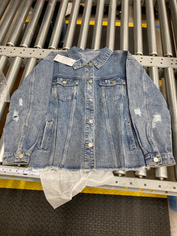 Photo 2 of  Women's Denim Jackets Jean Jacket Long Sleeve Basic Button Down Jean Jacket with Pockets Small