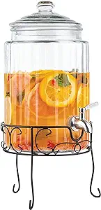 Photo 4 of 1.5 Gallon Glass Beverage Dispenser with Stainless Steel Spigot on Metal Stand, Mason Drink Dispenser For Parties, Sun Tea, Iced Tea, Water or Kombucha