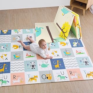 Photo 1 of Baby Play Mat for Floor Foam Playmat for Baby Reversible Foldable Waterproof Soft Foam Extra Large Playmat for Babies and Toddlers with Travel Carry Bag(79 x 59 x 0.4 in)