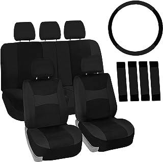 Photo 1 of FH Group Full Set Cloth Car Seat Covers, Universal Fit Front and Split Bench Rear, Airbag Compatible, Washable for SUV, Sedan, Van - Black