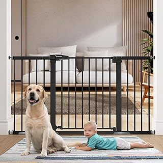 Photo 1 of BABELIO Extra Wide Baby Gate, 29-7" Auto Close Dog Gate for The House and Doorway, Safety Pressure Mounted Pet Gates with Door, NO Tools Needed NO Drilling, Black