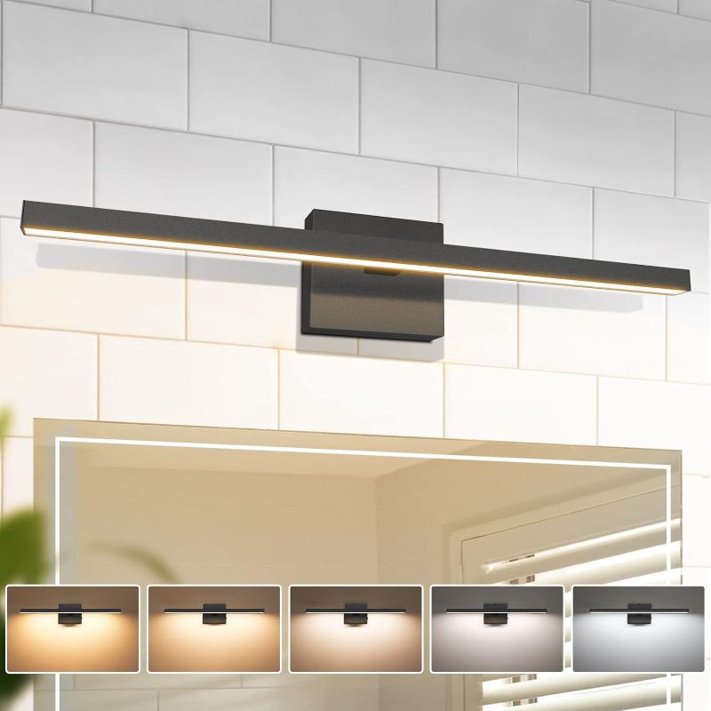 Photo 1 of VOLISUN Modern Bathroom Vanity Light 23.6 inch, 14W Dimmable 5CCT Led Bathroom Light Fixture Over Mirror, Black Bar Vanity Light for Bathroom Mirror Cabinets Bedroom-ETL Certificated