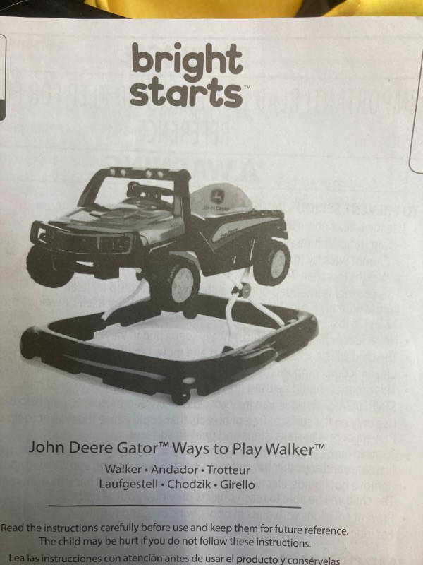 Photo 3 of Bright Starts John Deere Gator Ways to Play 4-in-1 Baby Activity Push Walker, Green, Age 6 Months+