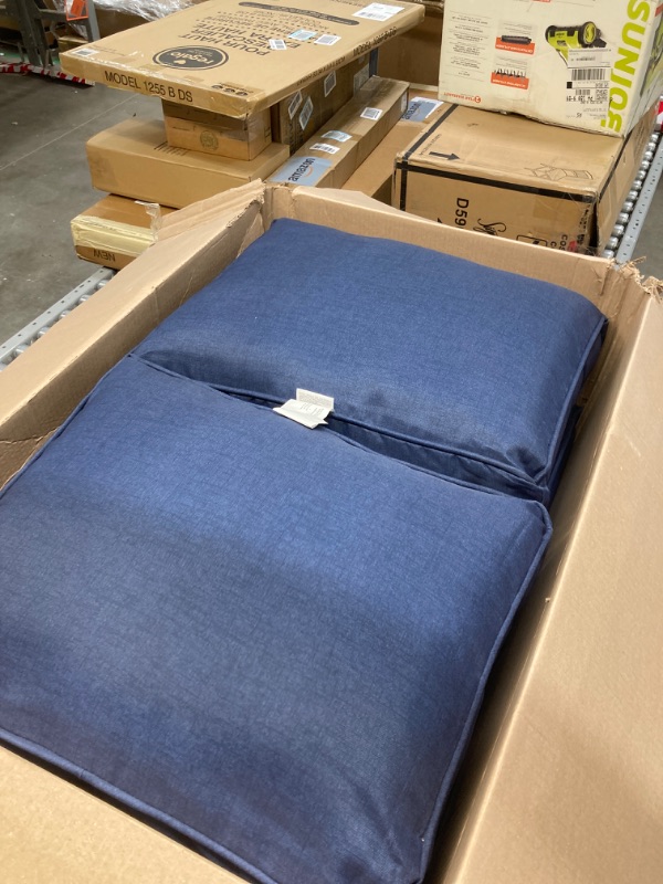 Photo 2 of Arden Selections ProFoam Performance Outdoor Deep Seating Cushion Set 24 x 24, Sapphire Blue Leala 24" x 24" Deep Seat Set (Plush Pillow Back) Sapphire Blue Leala