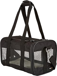 Photo 1 of Amazon Basics Soft-Sided Mesh Pet Travel Carrier for Cat, Dog, Small, Black, 13.8 x 8.7 x 8.7 Inches