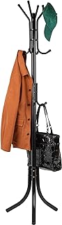 Photo 1 of Mind Reader Coat Rack, Hall Tree, Freestanding Organizer, Coat Tree, Hat, Jacket, Purse, Metal, 18"L x 18"W x 68.5"H, Black, 11