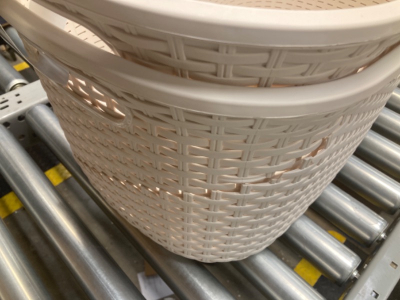 Photo 1 of Mind Reader Basket Collection, Laundry Basket, 40 Liter (10kg/22lbs) Capacity, Cut Out Handles, Ventilated, Set of 2, Ivory Ivory 2-Pack