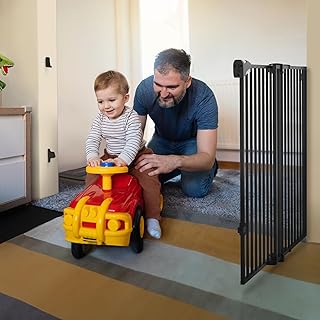 Photo 1 of Babelio 31.5-55" No Bottom Bar Baby Gate Extra Wide, 2-in-1 Auto Close Dog Gate for The House, Stairs and Doorways, Safety Pet Gates with Large Walk Thru Door, Black
