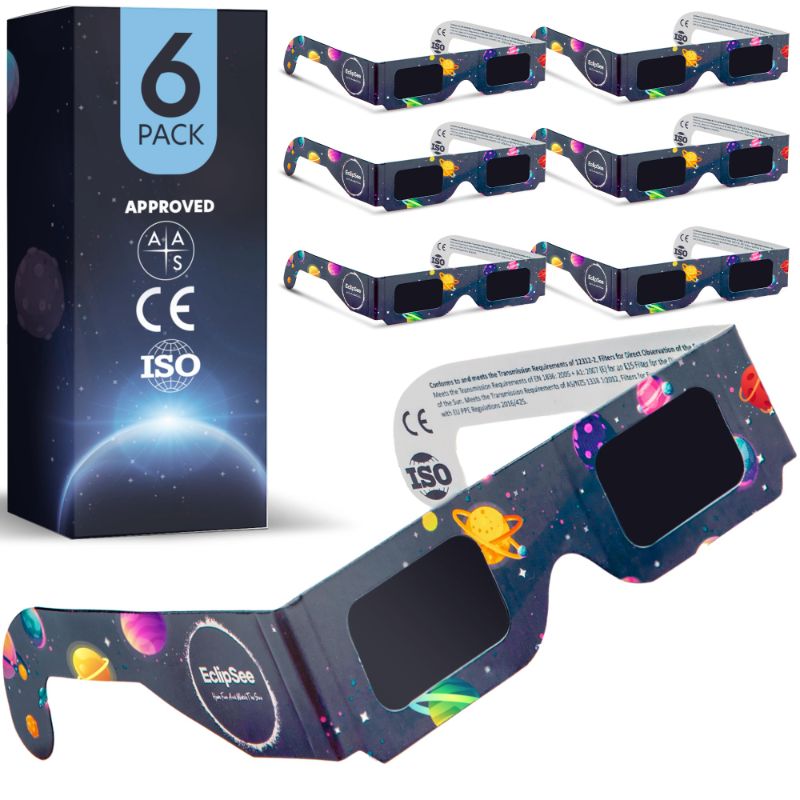 Photo 1 of *** BUNDLE X 2 *** Solar Eclipse Glasses (6 pack) CE and ISO Certified Safe Shades for Direct Sun Viewing 2024 Approved