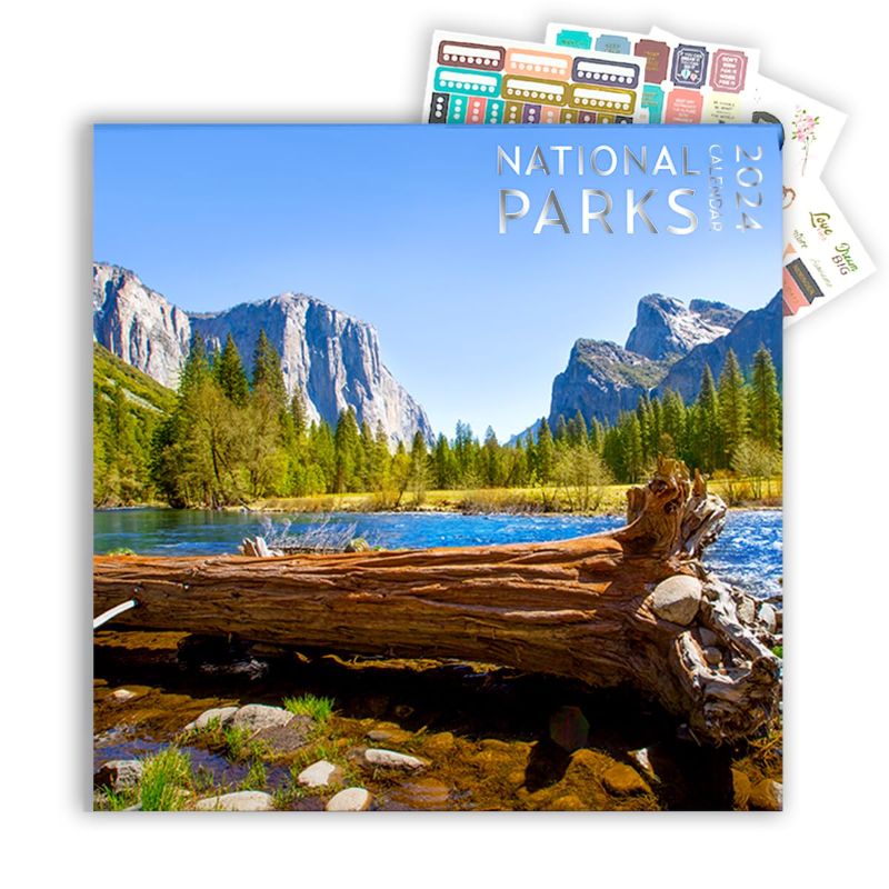 Photo 1 of *** BUNDEL X 2 *** National Parks Calendar 2024 with Sticker Pack, Large 12 x 12 inch Wall Calendar Sticker Pack Included, Gift for Nature Lover