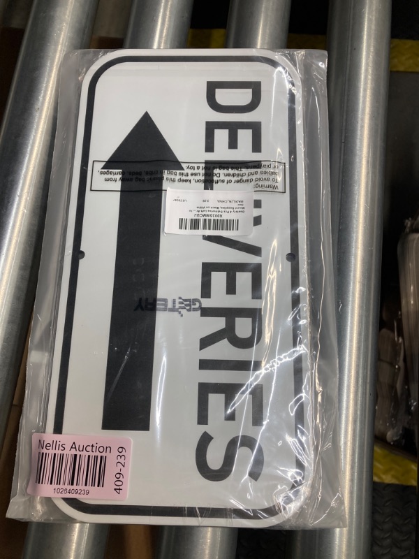 Photo 2 of 4 Pcs Deliveries Left Arrow Sign 12 x 6 Inch Rectangle Acrylic Deliveries Sign Weather Fade Resistant Delivery Signs for Packages Indoor Outdoor Porch Easy to Mount Supplies, Black on Withe