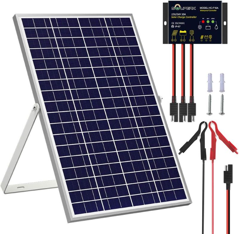 Photo 1 of *** PARTS ONLY **** SOLPERK 30W 24V Solar Panel Kit, Solar Battery Trickle Charger Maintainer+10A Controller + Adjustable Mount Bracket for Automotive Motorcycle Boat Marine RV