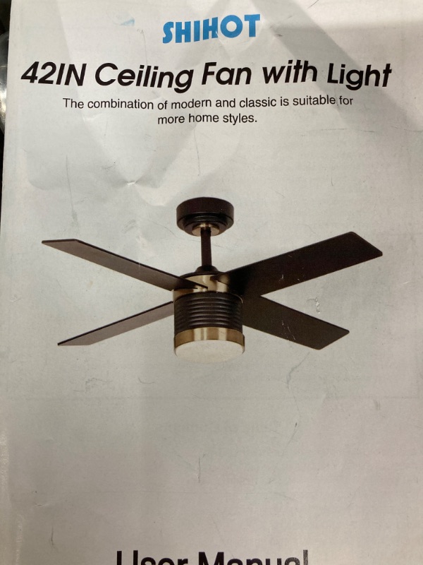 Photo 1 of ***MISSING BLADES*** SHIHOT 42" Ceiling Fan with Light, Remote