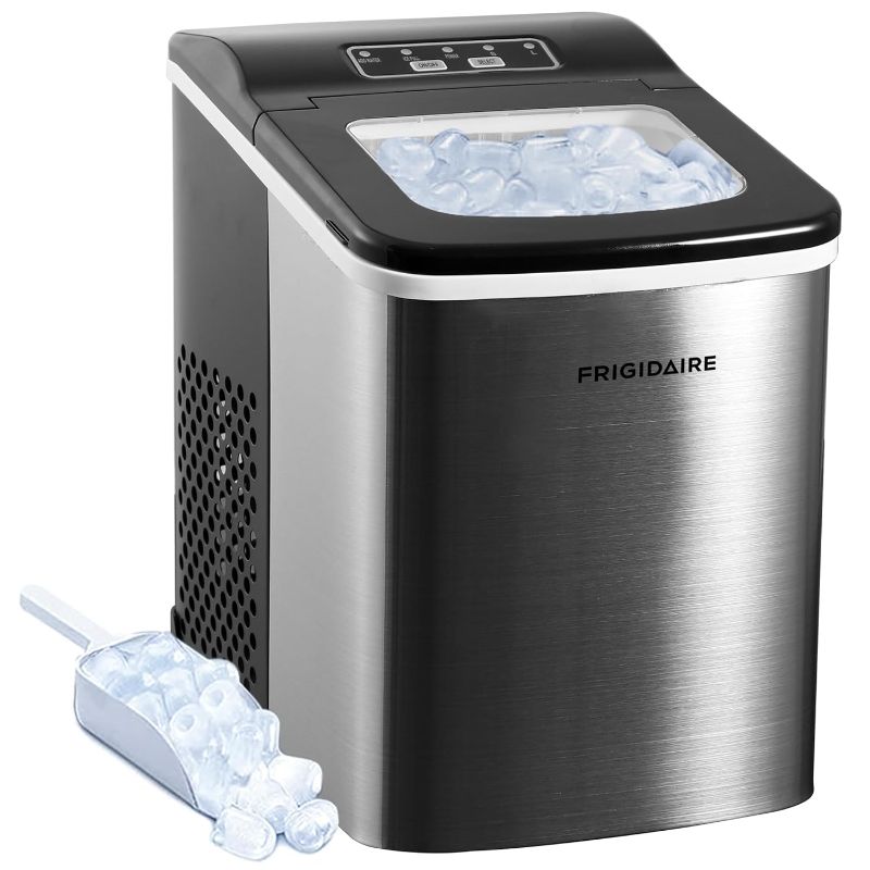 Photo 1 of Frigidaire Compact Countertop Ice Maker, Makes 26 Lbs. Of Bullet Shaped Ice Cubes Per Day, Silver Stainless
