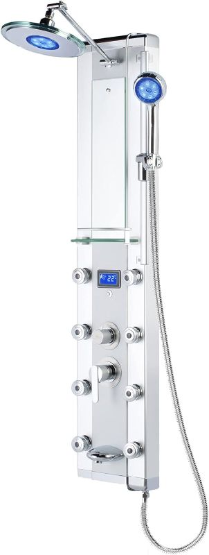 Photo 1 of ***MINOR DAMAGE*** Blue Ocean 52” Aluminum V-53-33D Shower Panel Tower with Rainfall Shower Head, 8 Mist Nozzles, and Tub Spout
