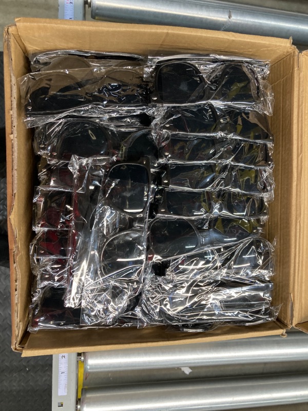 Photo 1 of 100 Pack Adult Black Sunglasses for Men Women in Bulk Plastic Vintage Retro Style Sunglasses 70s 80s Classic Shades Eyewear Party Prop Favors Supplies