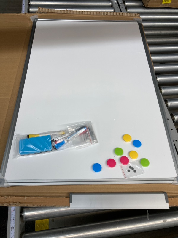 Photo 2 of XBoard Magnetic Dry Erase Board/Whiteboard, 36 X 24 Inches, Double Sided White Board,1 Dry Eraser & 3 Dry Erase Markers & 4 Push Pin Magnets
