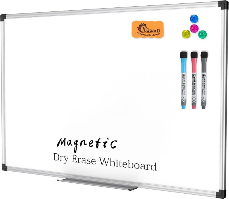 Photo 1 of XBoard Magnetic Dry Erase Board/Whiteboard, 36 X 24 Inches, Double Sided White Board,1 Dry Eraser & 3 Dry Erase Markers & 4 Push Pin Magnets
