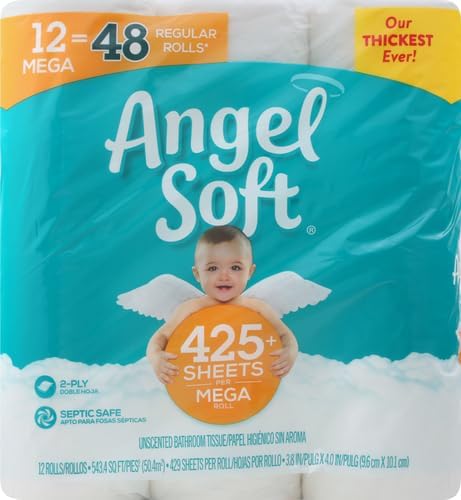 Photo 1 of ***MISSING PARTS*** 4 PACK Angel Soft, Toilet Paper, 12 Mega Rolls, 12 Rolls
