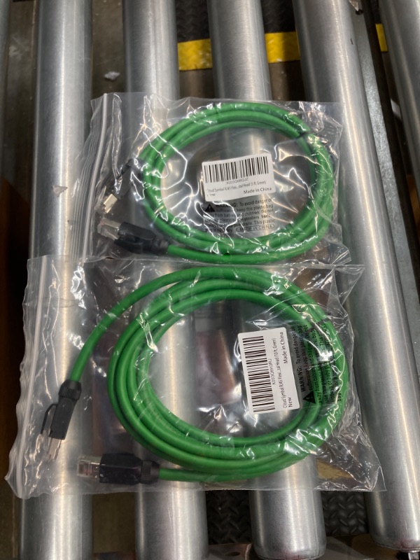 Photo 3 of *** 2 PACK 1 5ft; 1 10ft*** RJ45 Flexibility Industrial Ethernet Cable Cat-6 Twisted Pair Tape Shielding with Nickel Plated Shielded Copper Crystal Head (5 ft, Green) Green 