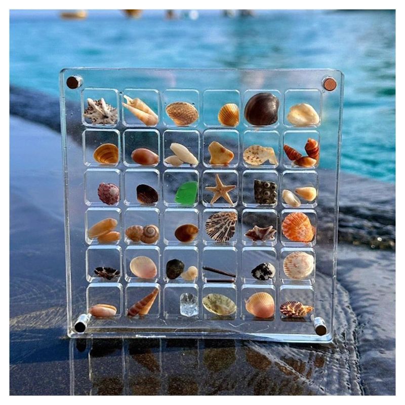 Photo 1 of ***BUNDLE 3 PACK*** Acrylic Magnetic Seashell Display Box: 36Grids Acrylic Seashell Storage Display Box with Slot, Multifunctional Clear Mini Display Organize Box for Bead Nail Jewelry Seashell Starfish Trinket