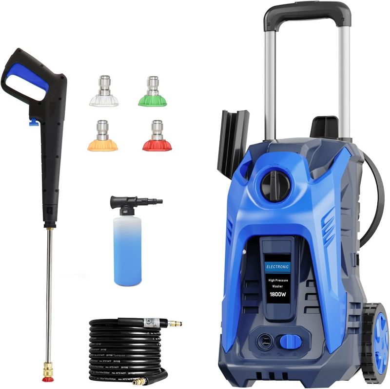 Photo 1 of ***(PSI SLIGHTLY WEAKEND)***

Electric Pressure Washer 4200 PSI 2.6 GPM Power Washer with 25FT Hose and 4 Quick Connect Nozzles Foam Cannon for Home Driveway Patio House
