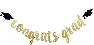 Photo 1 of ***HAS DIFFERENT DESIGN 3 BUNDLE PACK*** Congrats Grad Gold Glitter Banner-Graduate Party Decorations