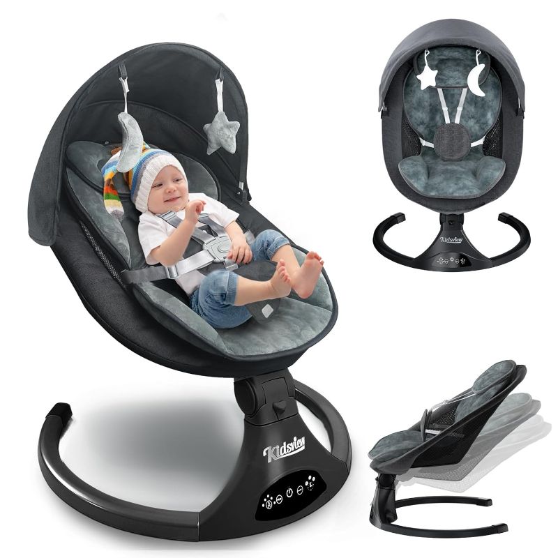 Photo 1 of Baby Swing for Infants,Portable Baby Swing,Electric Bluetooth Baby Swing Seat for Infants, Baby Swing for Baies 0-9 Months with Remote Control Music(Black)
