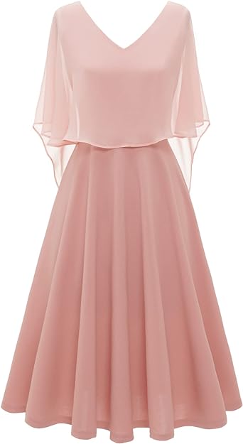 Photo 1 of HomRain Women's Sleeveless Cape Dress with Chiffon Overlay Cocktail Formal Wedding Guest Dress SIZE 3 XL
