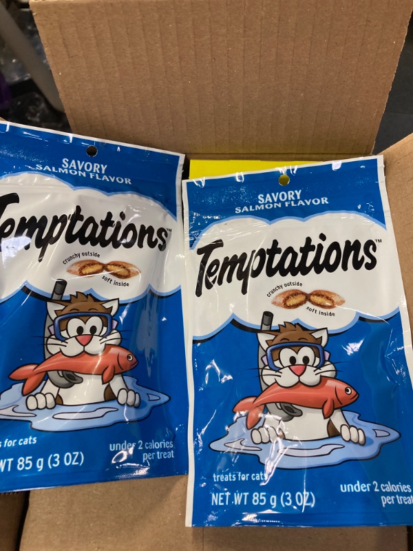 Photo 1 of 12 Pack .Mars Whiskas Temptations Savory Salmon Flavor Treat for Cat, 3 Ounce Peg - 12 per case.