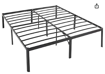 Photo 1 of Amazon Basics Heavy Duty Non-Slip Bed Frame with Steel Slats, Easy Assembly, 18 Inch, King, Black
