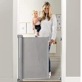 Photo 1 of Momcozy Baby Gate, Retractable Baby Gate or Dog Gate ?Easy to USE? for 33" Tall, Extends up to 55" Wide, Baby Gate for Stairs, Doorways, Hallways, Indoor, Outdoor
