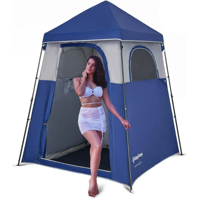 Photo 1 of KingCamp Shower Tents for Camping Portable Instant Pop up Privacy Tent Bathroom Tent Water Resistant Windproof Changing Tent Outdoor Shower Enclosure for Beach, Camping, Hiking, 1Room, Blue
