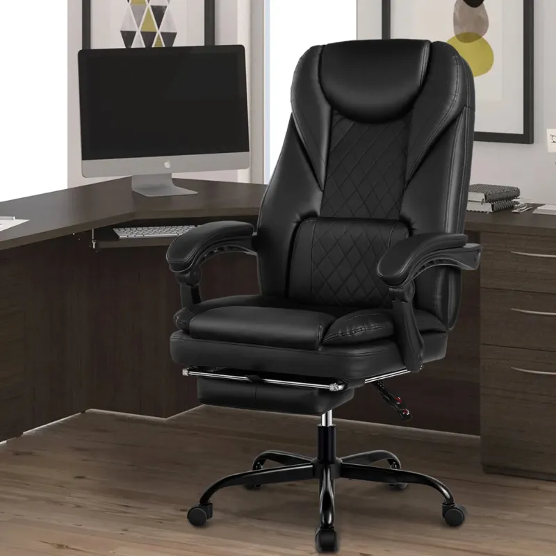 Photo 1 of Coolhut Executive Office Chair, Big and Tall Office Chair with Foot Rest Reclining Leather Chair High Back Lumbar Support Ergonomic Office Chair with Padded Armrests
