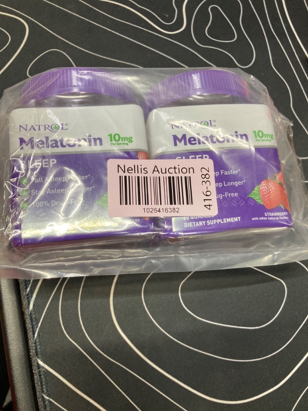 Photo 2 of **2 Pack** Natrol 10mg Melatonin Gummies, Sleep Support for Adults, Melatonin Supplements for Sleeping, 60 Strawberry-Flavored Gummies, 30 Day Supply