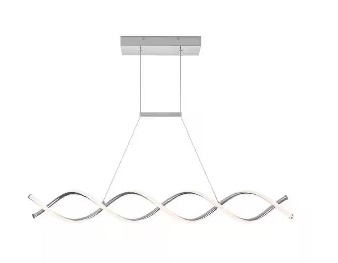 Photo 1 of Artika
DNA Linear 16-Watt 1 Light Chrome Modern Integrated LED Pendant Light Fixture for Dining Room or Kitchen