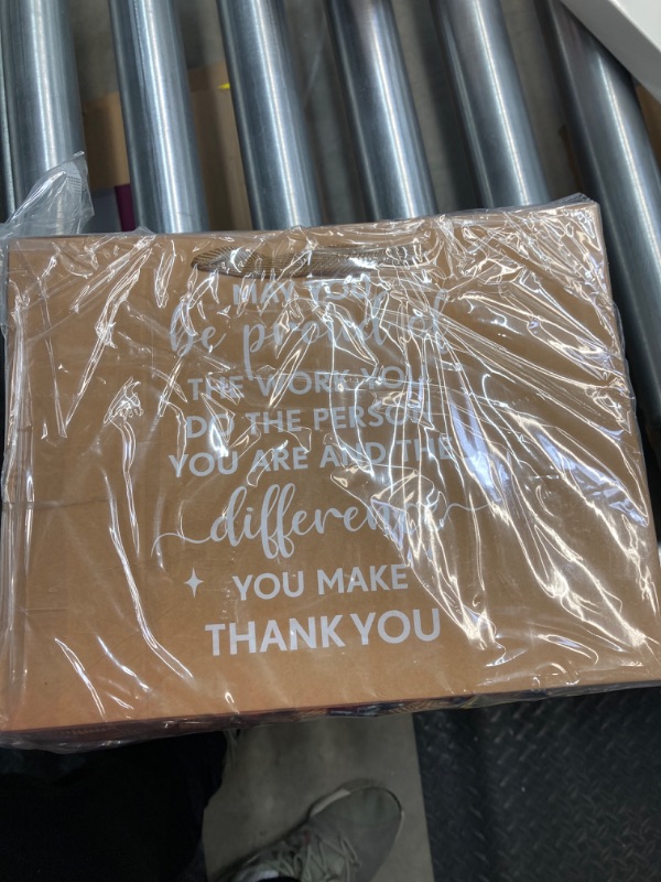 Photo 1 of 30 Pcs Thank You Large Gift Bag 10.6 x 3.14 x 8.26 Inch Bulk Heavy Duty Paper Bags with Handles Inspirational Shopping Bags for Employee Coworker Colleague Appreciation Party (Brown)