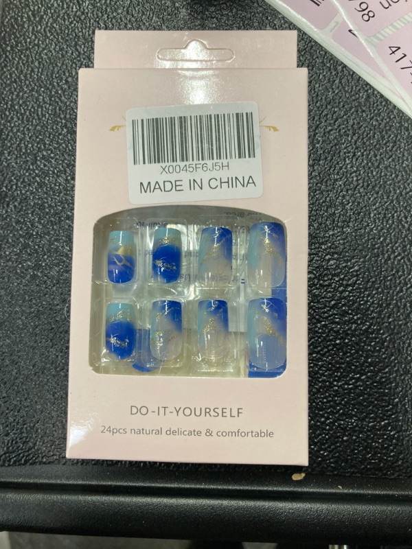 Photo 1 of 24 pcs fake nails dark blue and light blue 