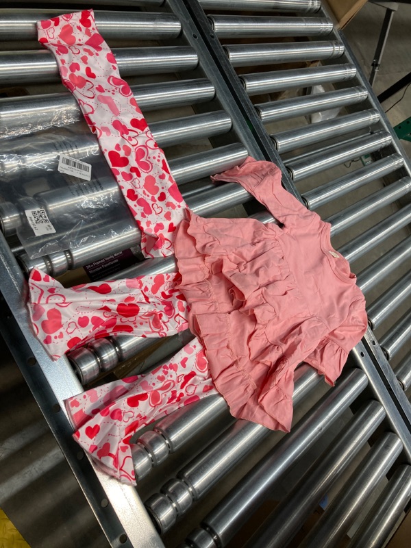 Photo 1 of Baby girl (2-18months)clothes pink mid sleeve shirt & white flare pants with red hearts