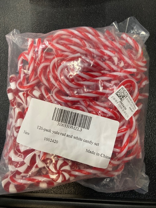 Photo 2 of 120Pcs Candy Cane Decorations Plastic Candy Cane Tree Hanging Decoration Candy Cane Ornament for Tree Decor Home Indoor Outdoor Party Favor, (Red and White)