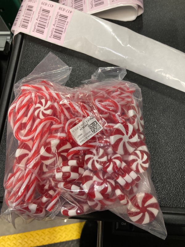 Photo 3 of 120Pcs Candy Cane Decorations Plastic Candy Cane Tree Hanging Decoration Candy Cane Ornament for Tree Decor Home Indoor Outdoor Party Favor, (Red and White)